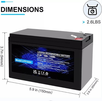 12.8V 10Ah lithiumfosfaatbatterij Ingebouwde LiFePO4 oplaadbare batterij