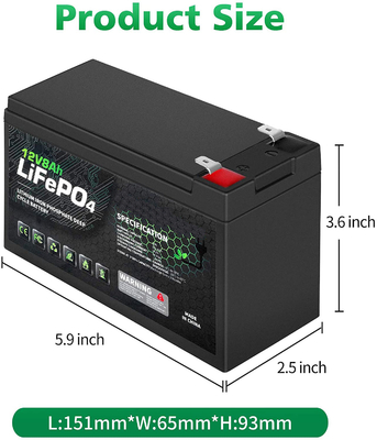 8AH 12 volt oplaadbare lithium-ionbatterij Deep Cycle NCM BMS