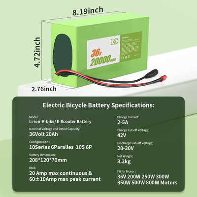 de Fiets van 48V 8Ah E/36V-Pak van de Lithium het Ionenbatterij 15A voor Huistoestellen